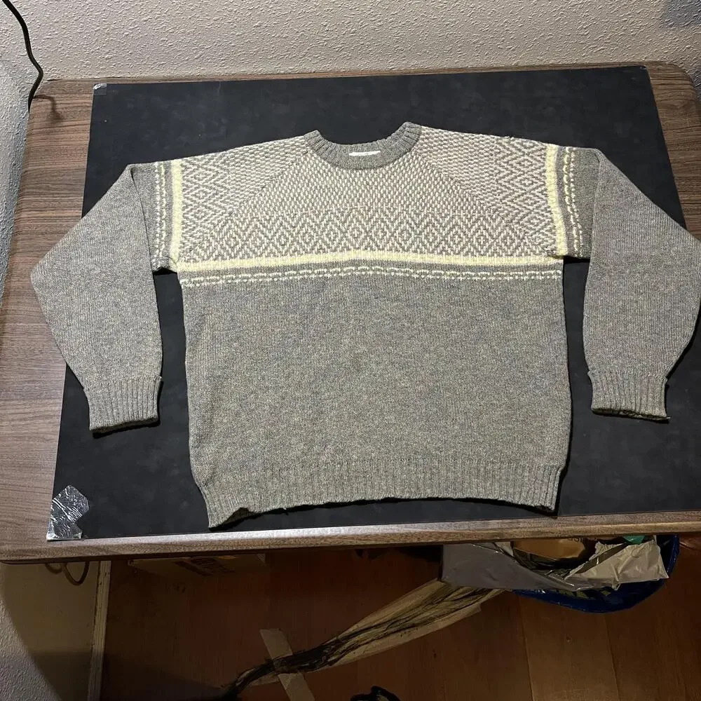 Vintage Lord Jeff 1960s Sweater Men Birdseye Fair Isle Shetland Wool Ireland